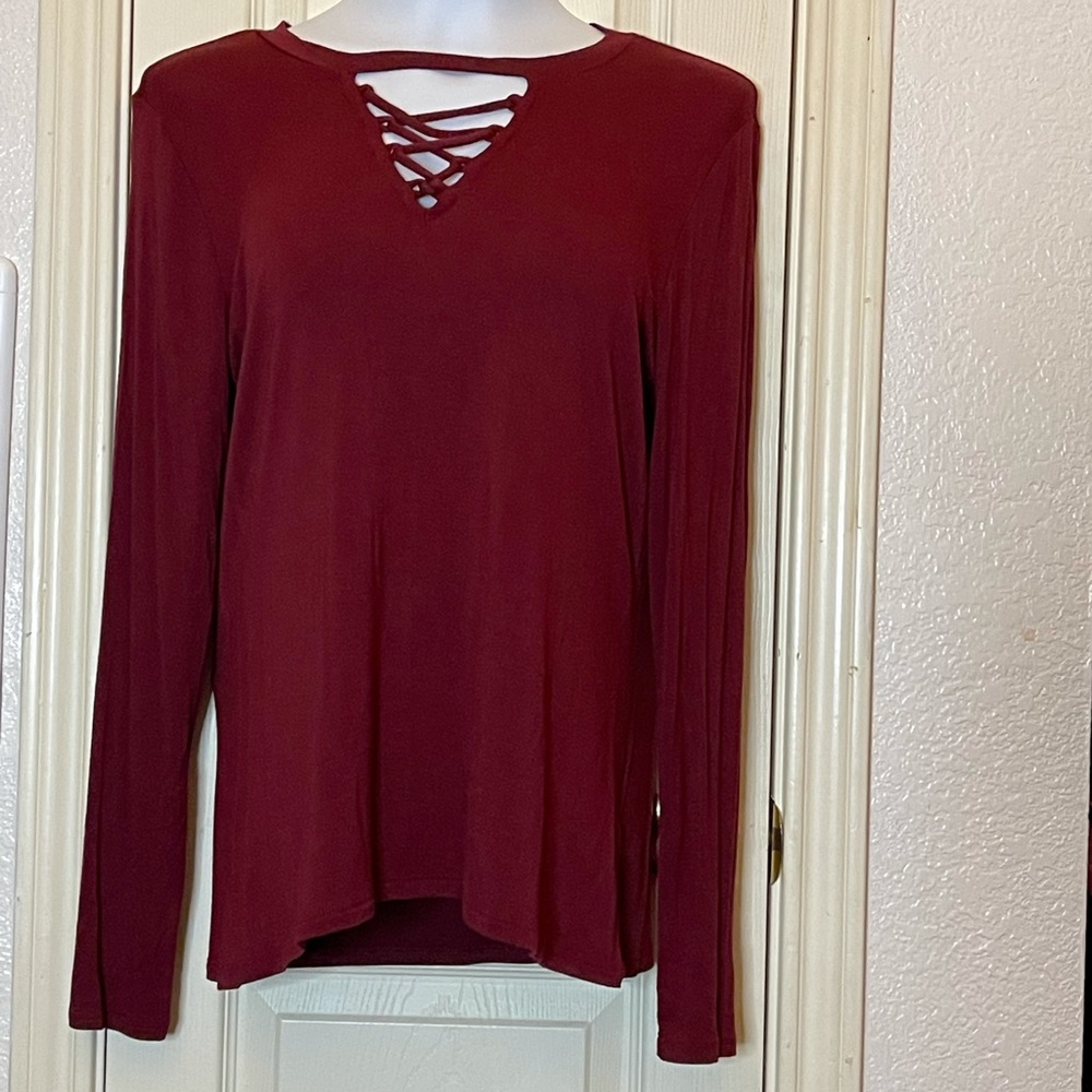 Burgundy long sleeve shirt